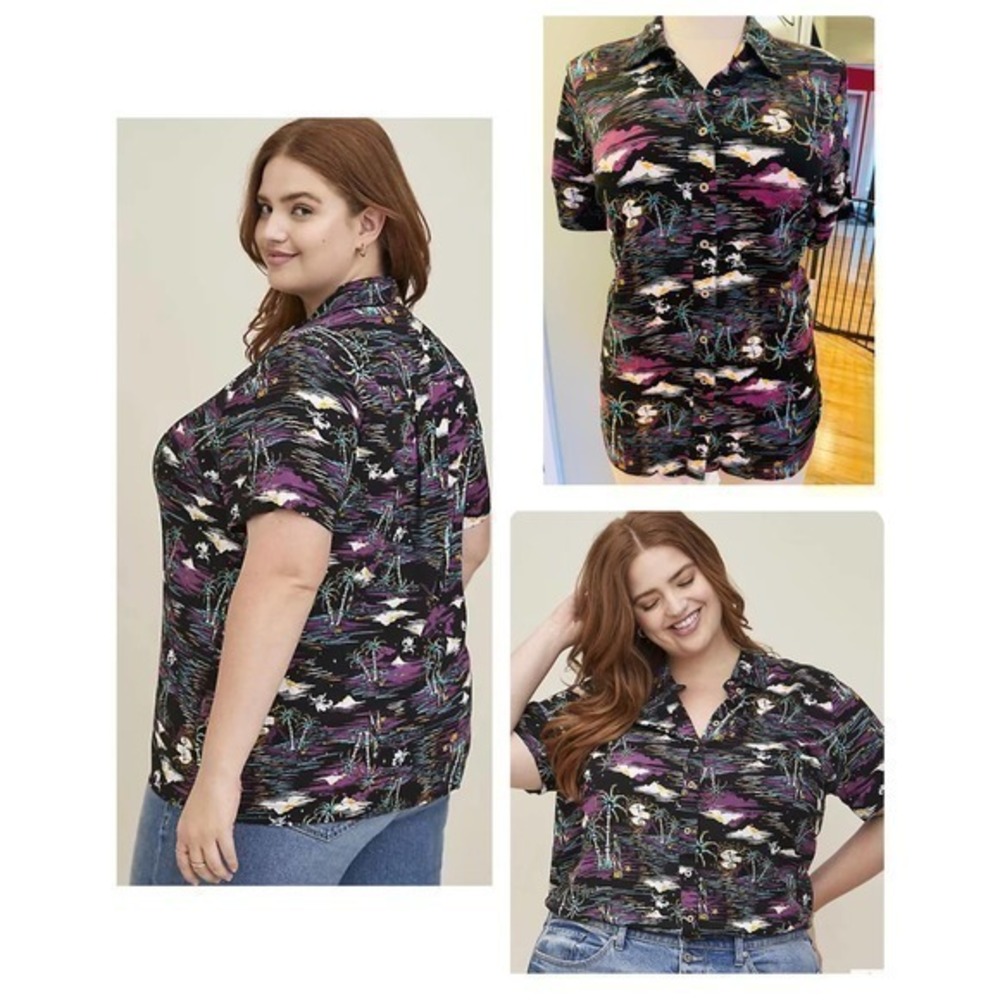 Torrid Disney Nightmare Before Christmas Zero Sally Jack Hawaii Button Up Top 00